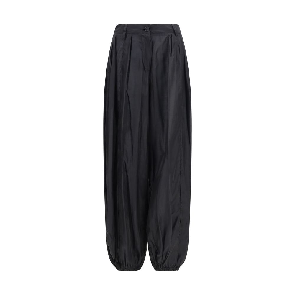 Black Polyester Casual Pants