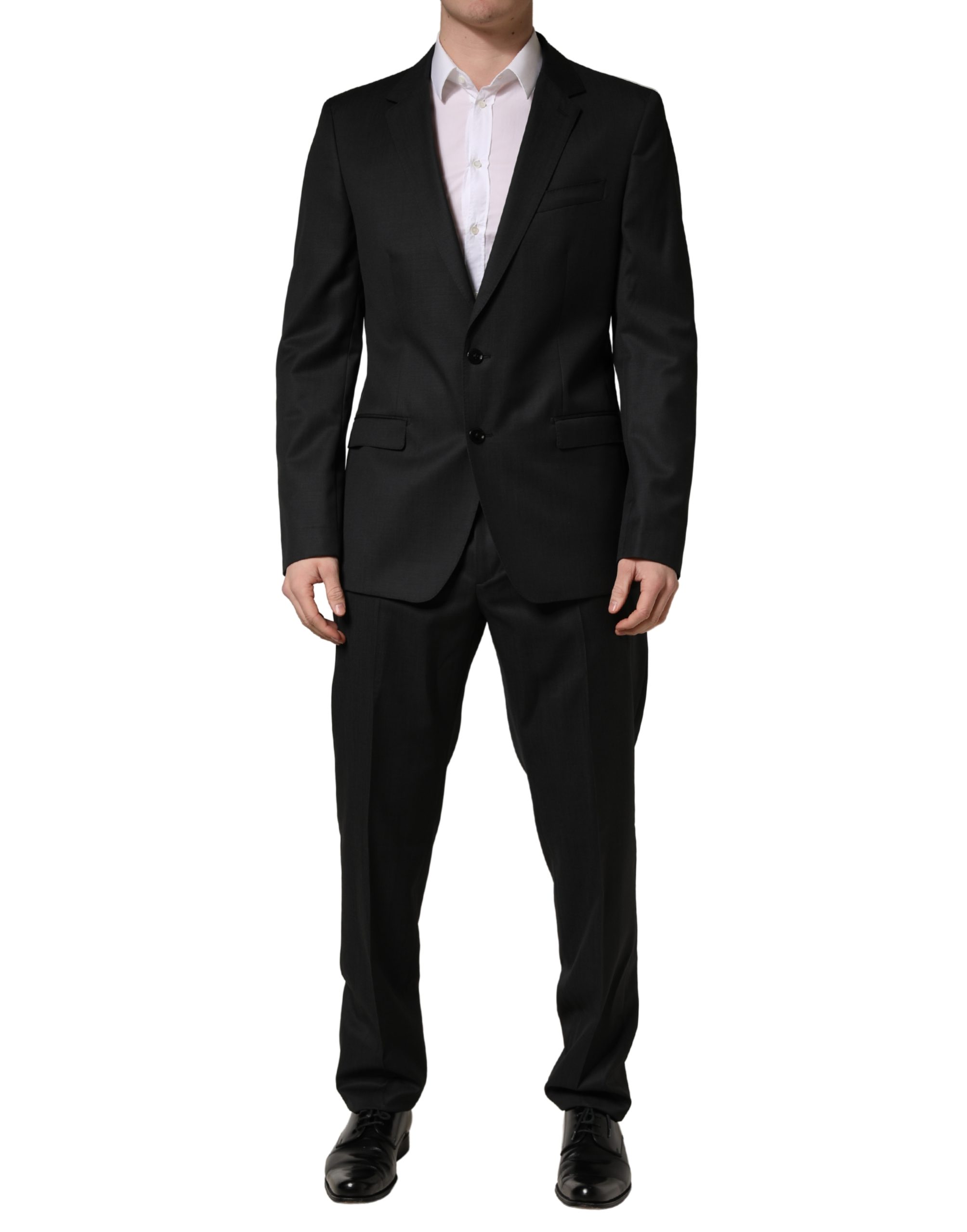 Black Wool 2 Buttons Formal 2 Piece Suit