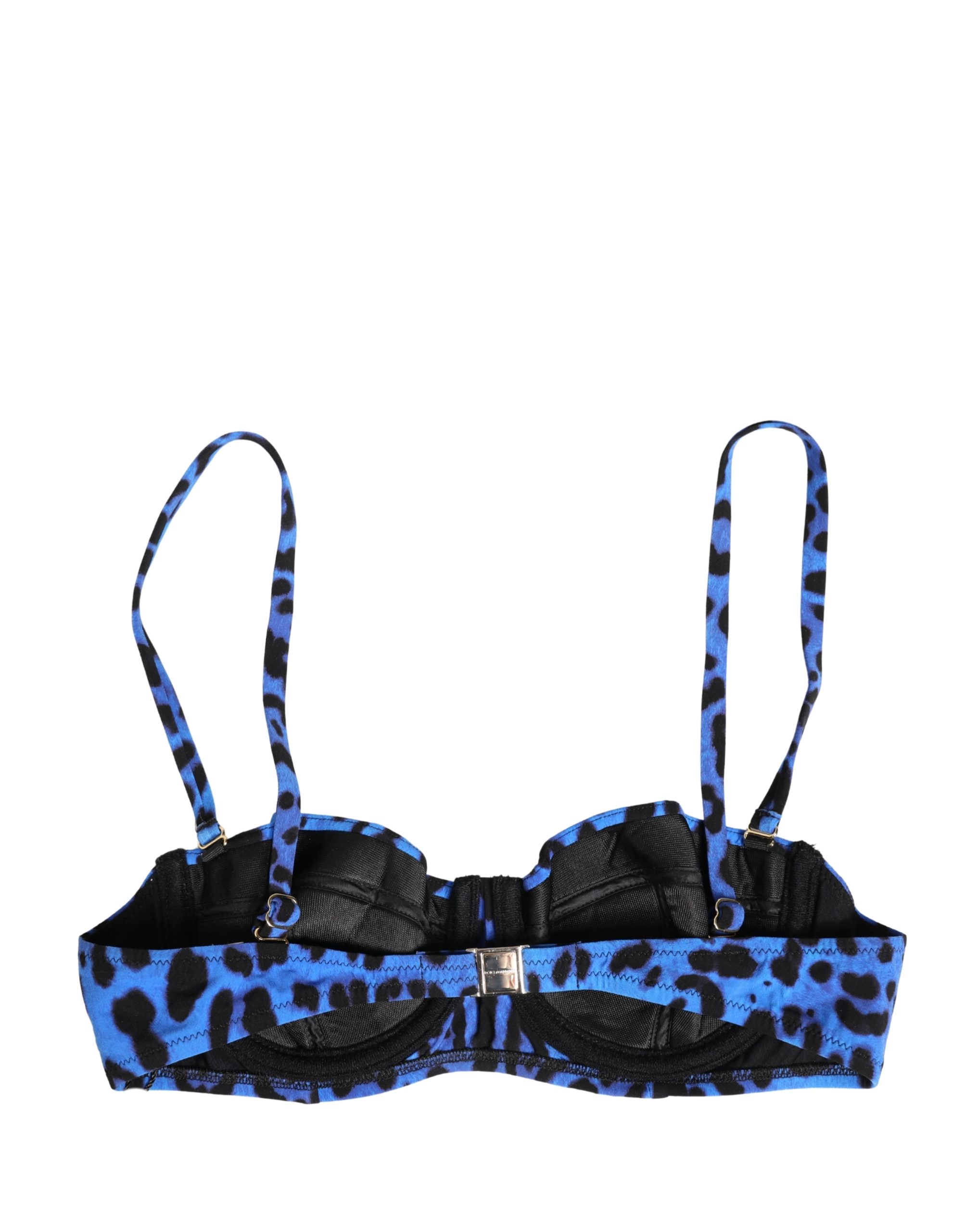 Blue Leopard Print Padded Balconnet Bra Underwear