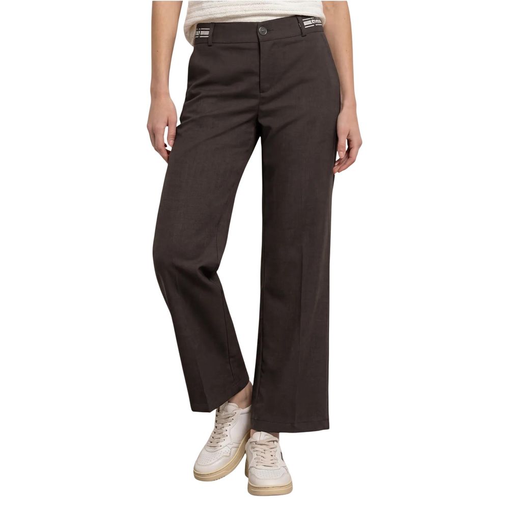 Brown Viscose Casual Pants