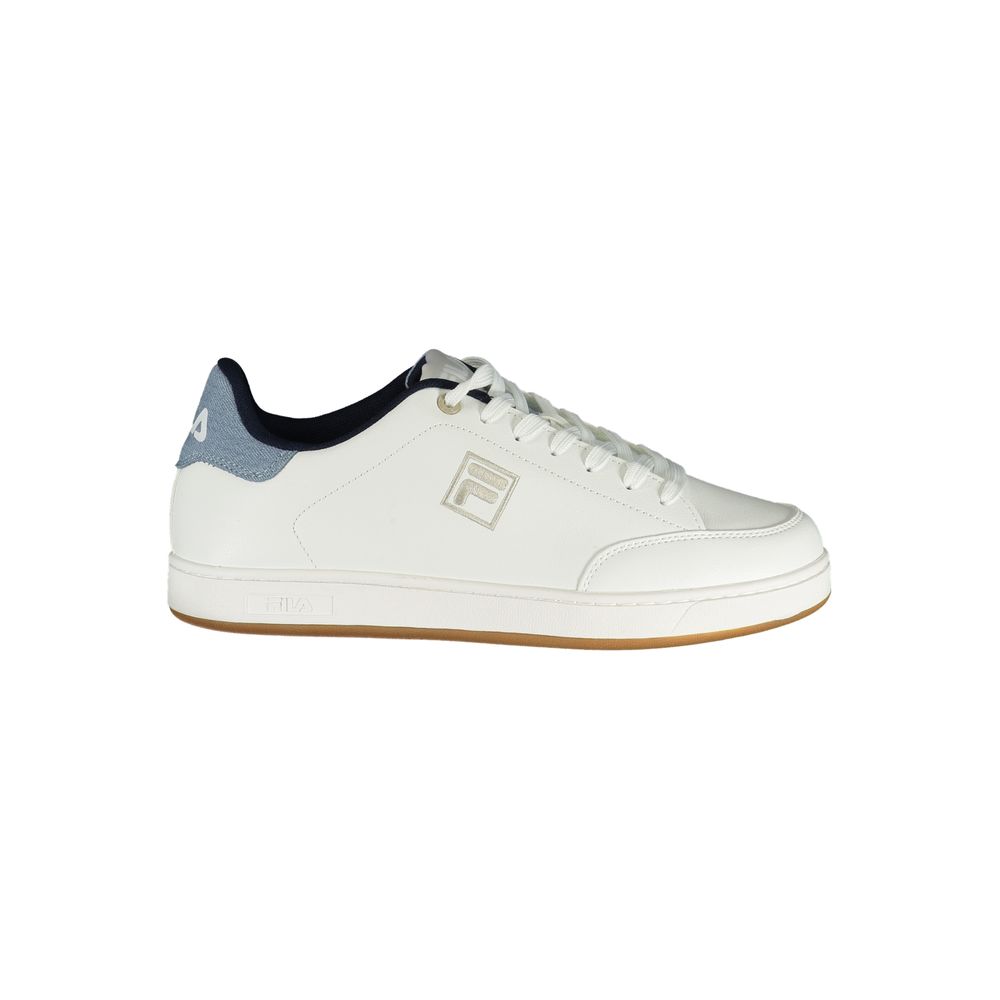 White Polyester Athletic Sneakers
