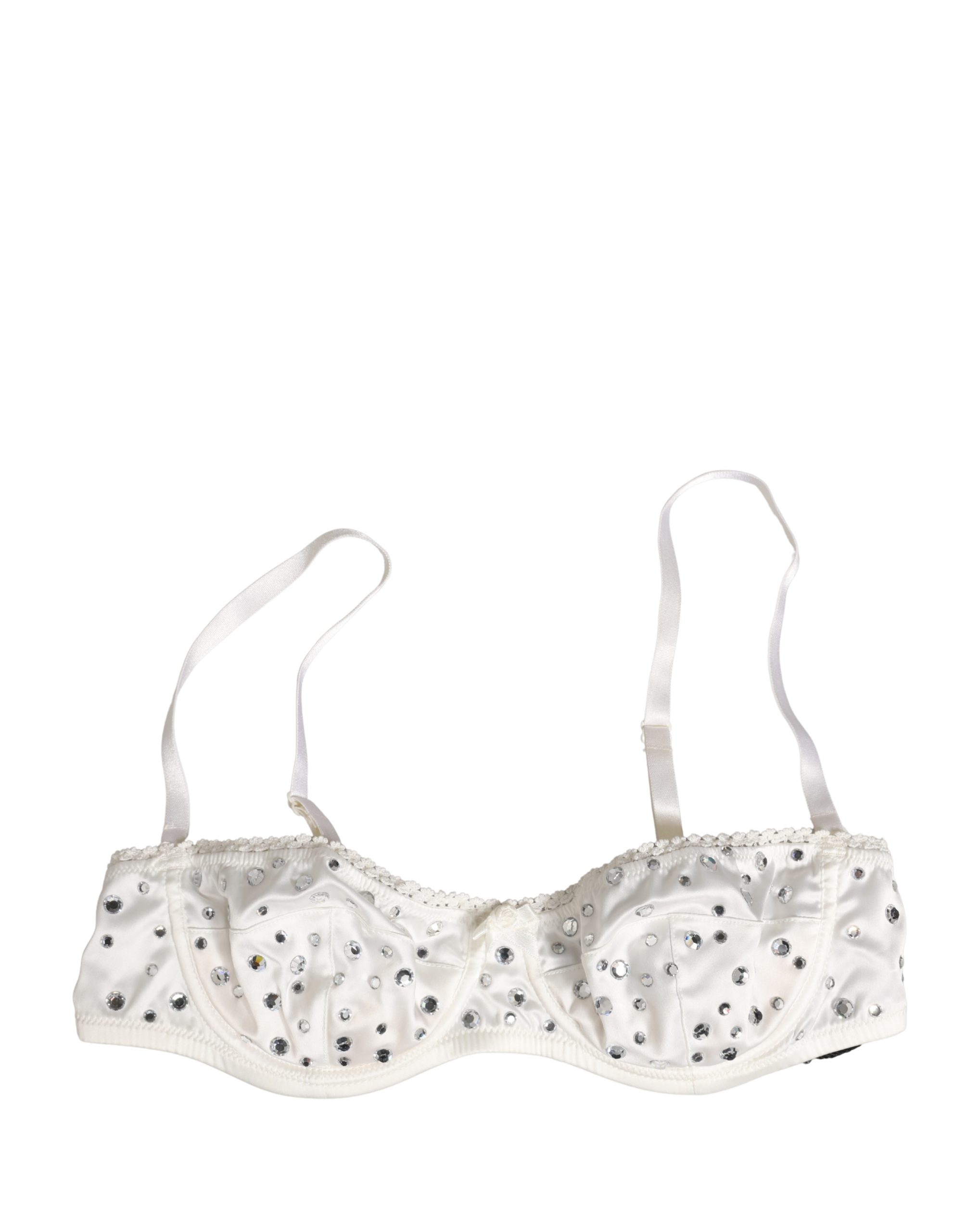 White Rhinestone Semi-Pad Underwire Bra Underwear