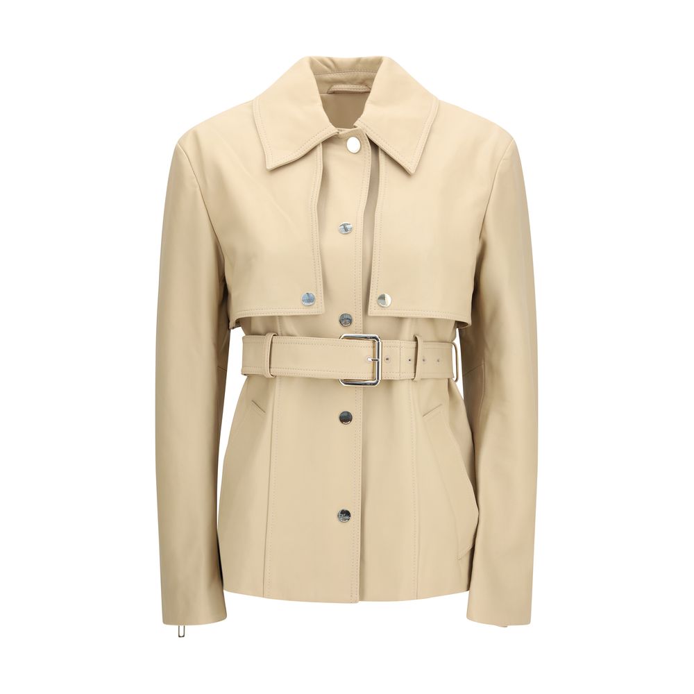 Beige Lamb Ovis Aries Aries Leather Jacket
