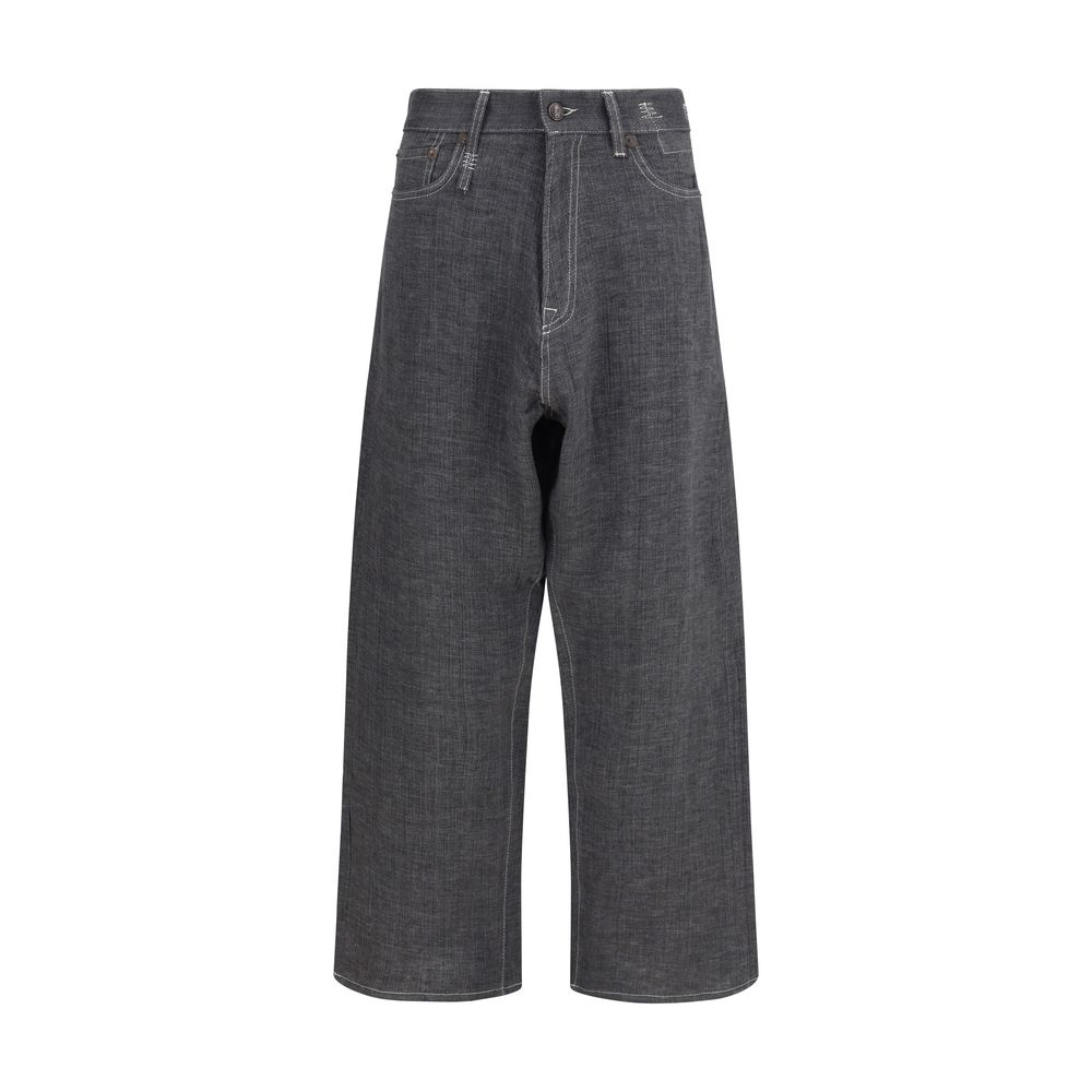 Gray Linen Relaxed Fit Jeans