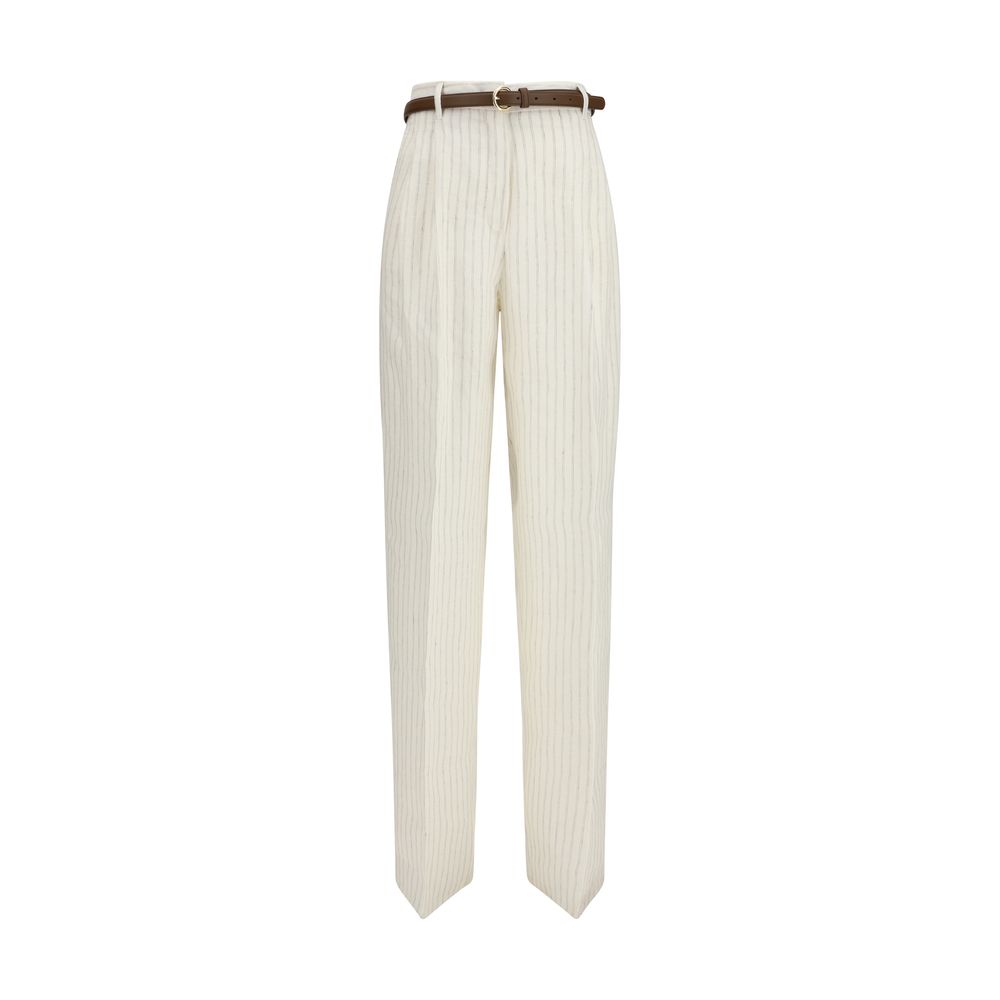 Beige Linen Casual Pants