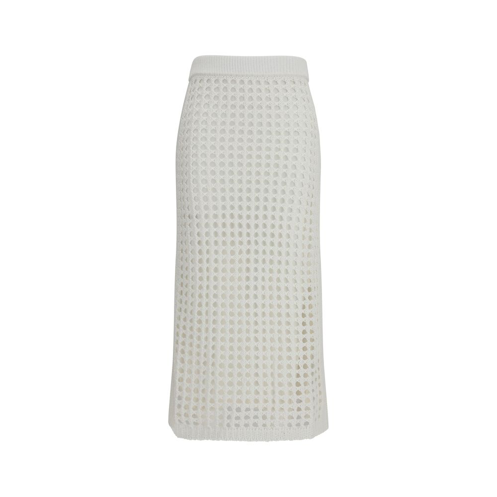 White Cotton Midi Skirt