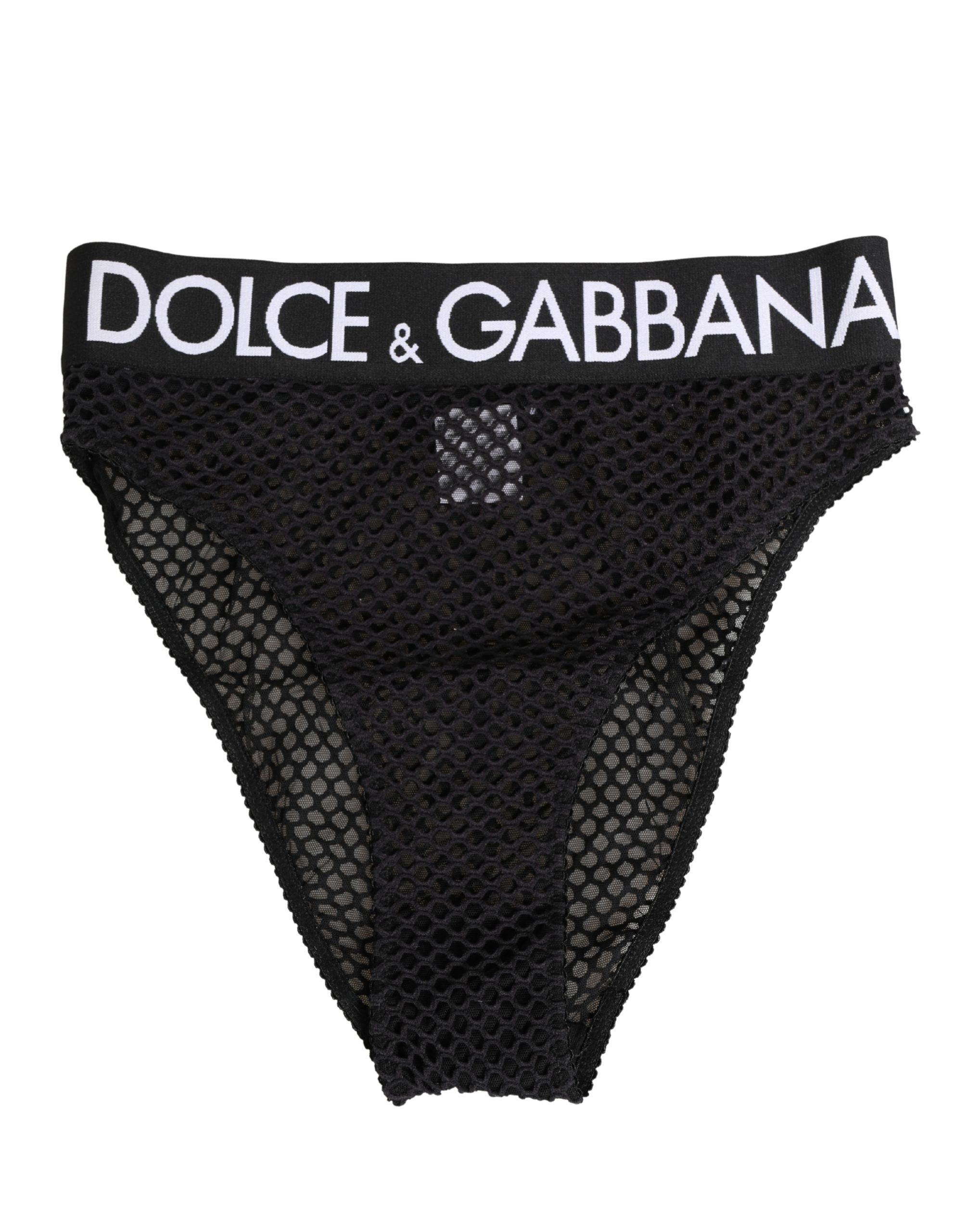 Black Cotton Mesh High Brief Panty Underwear