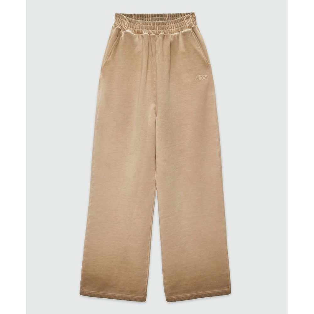 Beige Cotton Casual Pants