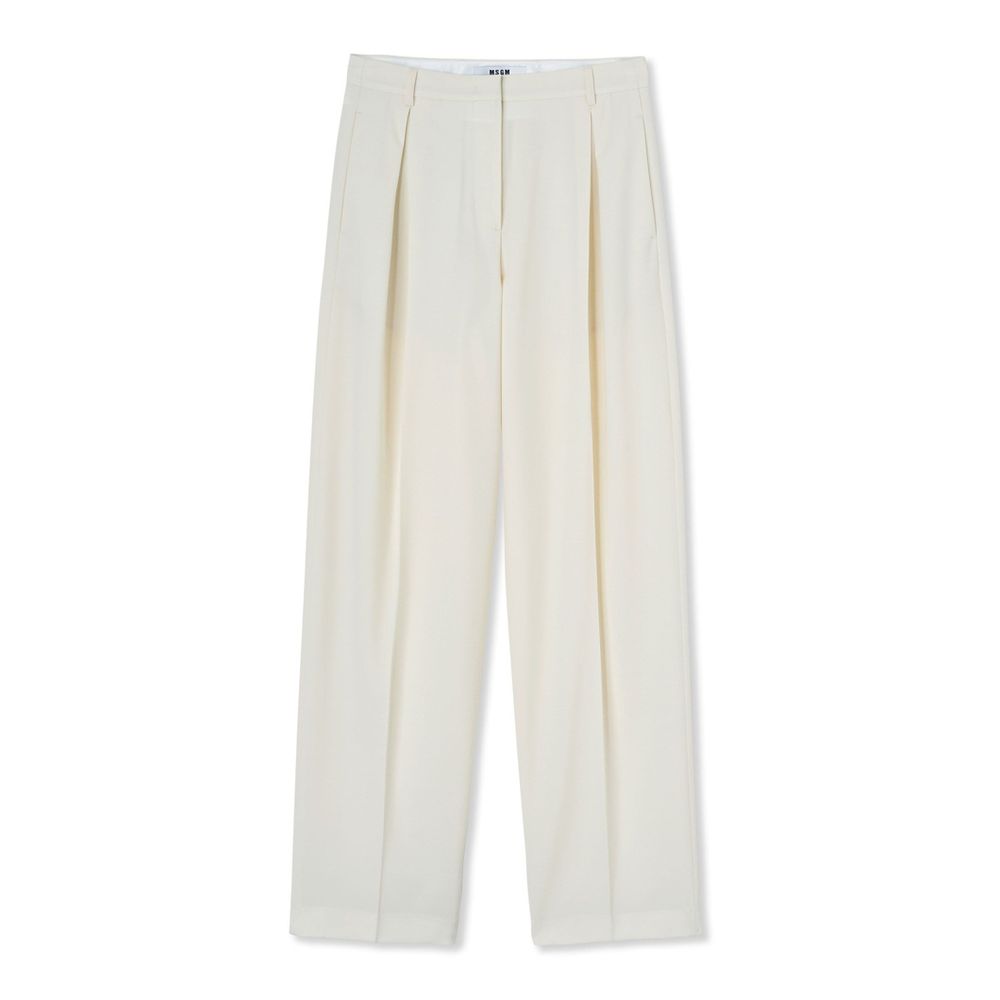 White Wool Casual Pants