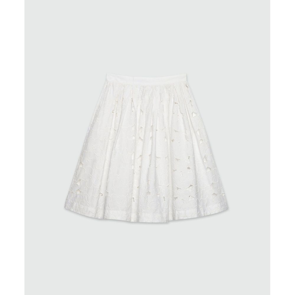 White Cotton Midi Skirt