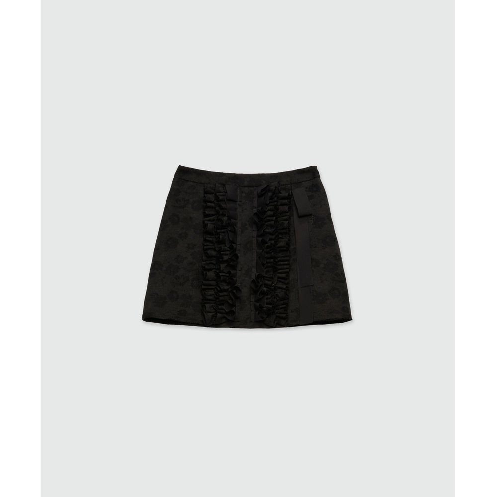 Black Polyester Mini Skirt