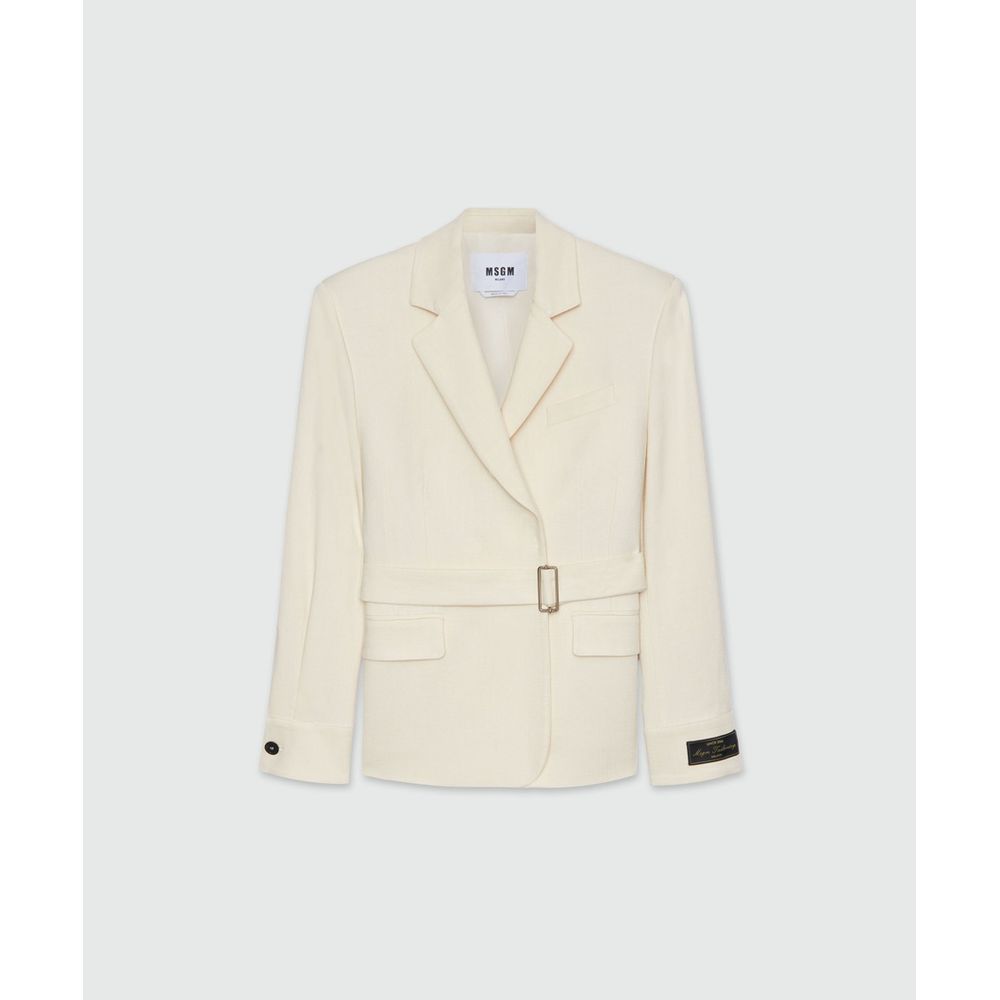 White Viscose Jackets And Coat