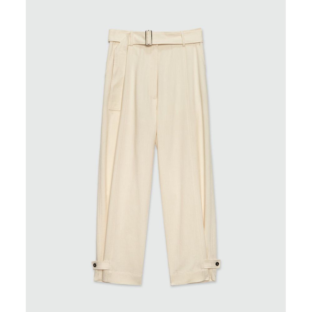 White Viscose Casual Pants