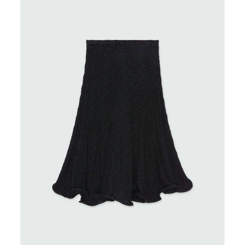 Black Cotton Midi Skirt