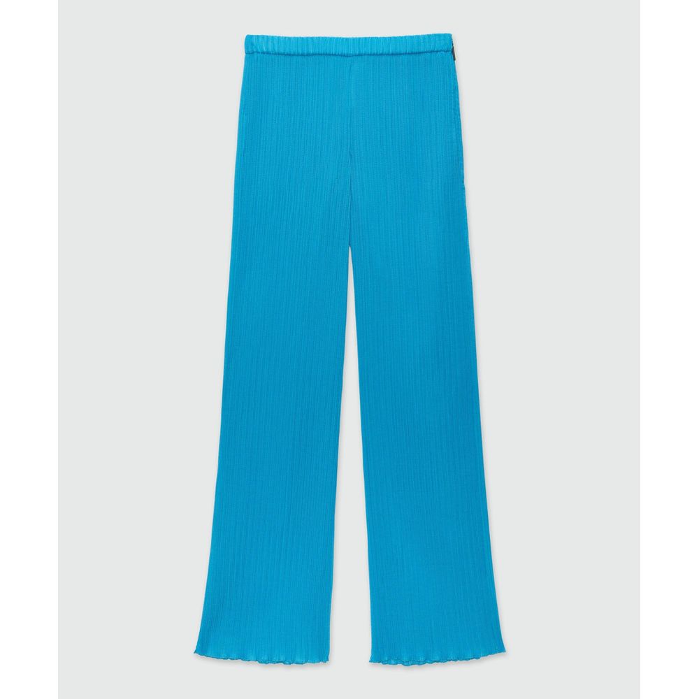 Turquoise Polyester Casual Pants