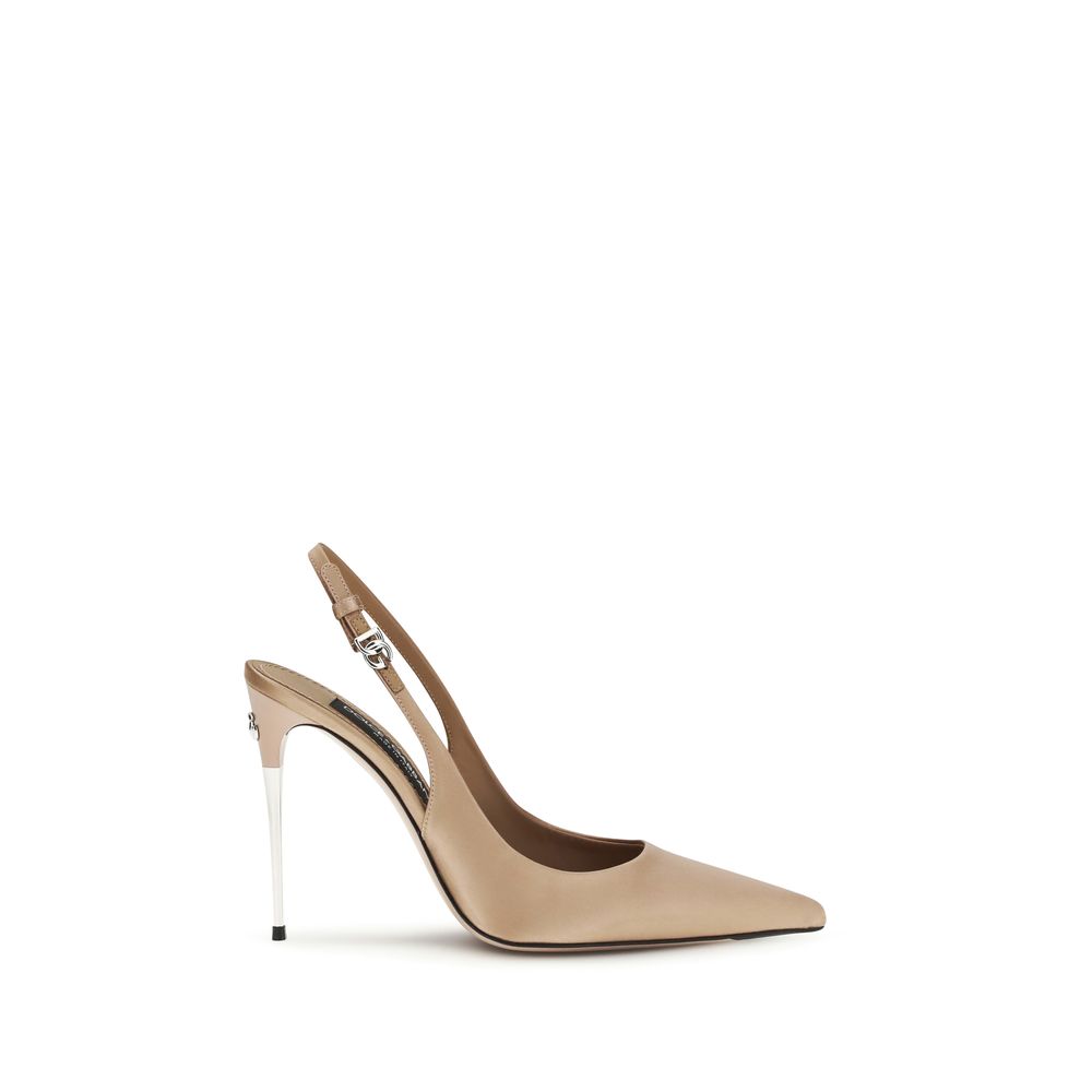 Beige Silk Pumps