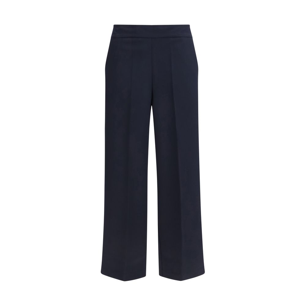 Blue Polyester Casual Pants