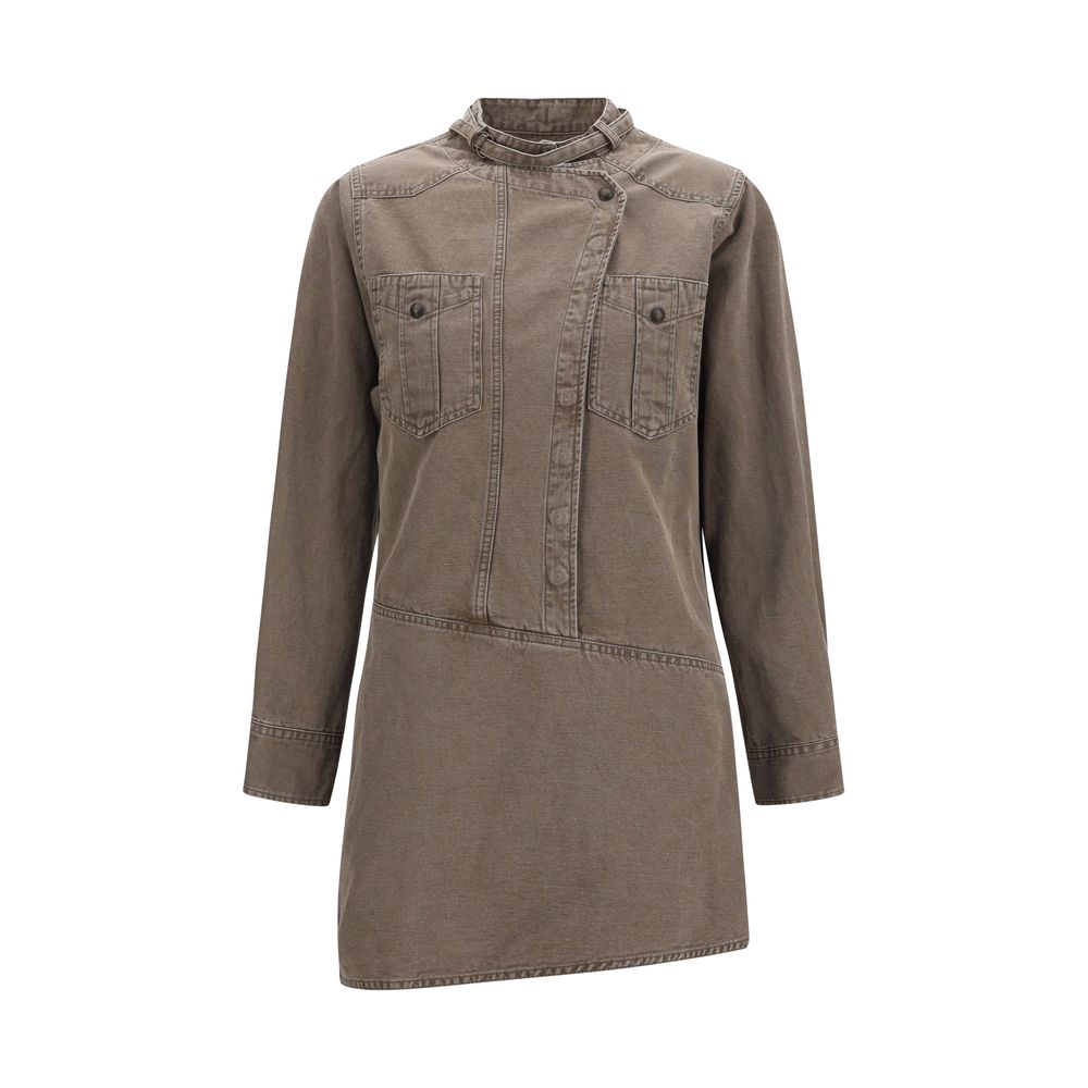 Brown Cotton Casual Dress
