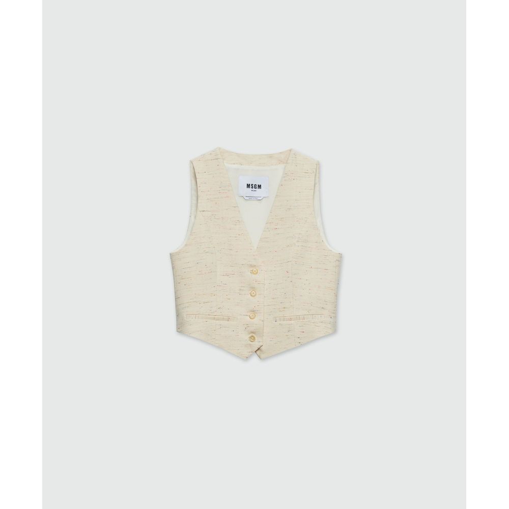 White Cotton Sleveless Jacket