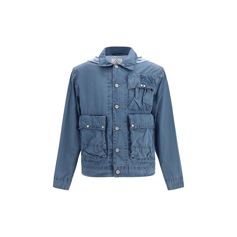 Blue Cotton Full-Length Jacket