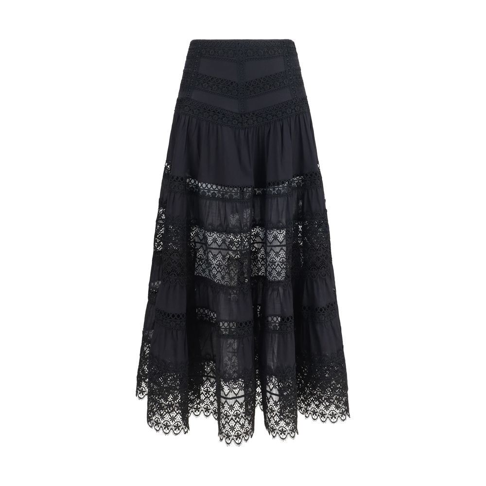 Black Cotton Long Skirt
