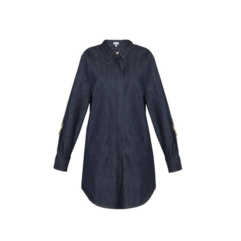 Blue Cotton Casual Dress