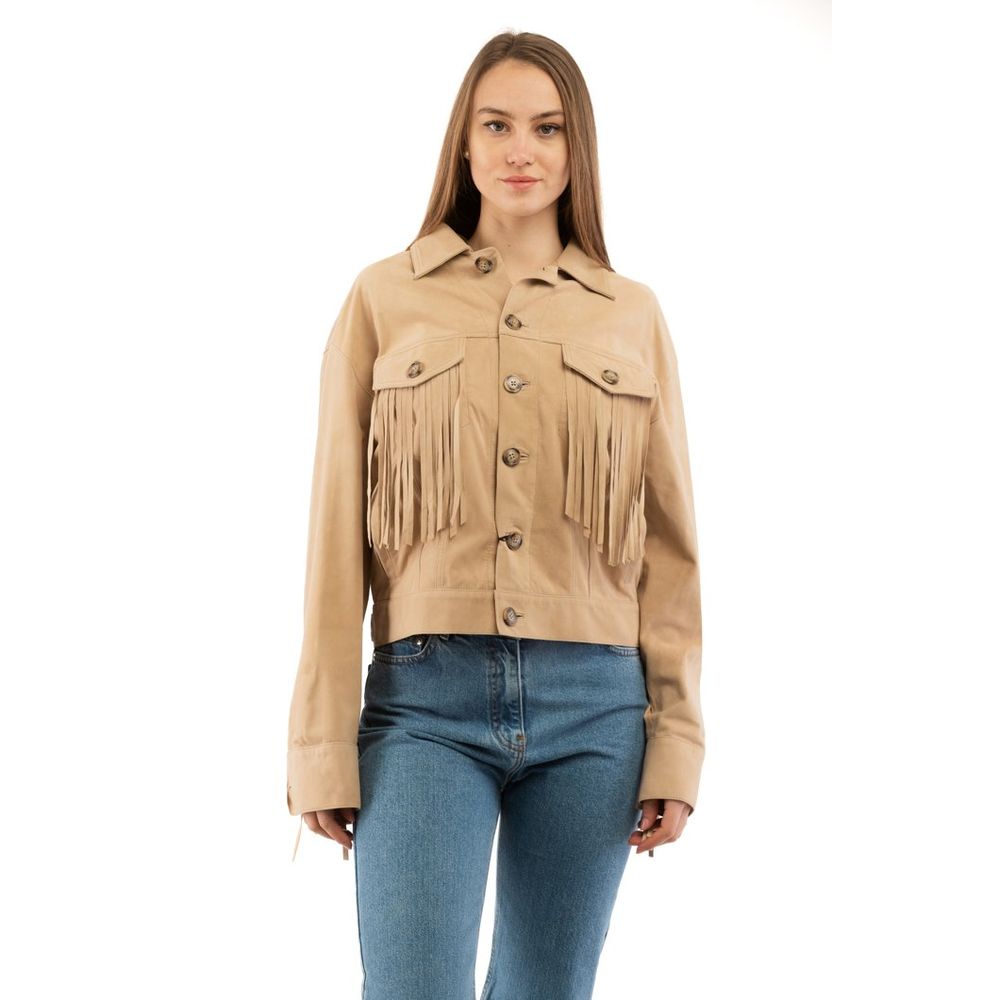 Beige Leather Jacket