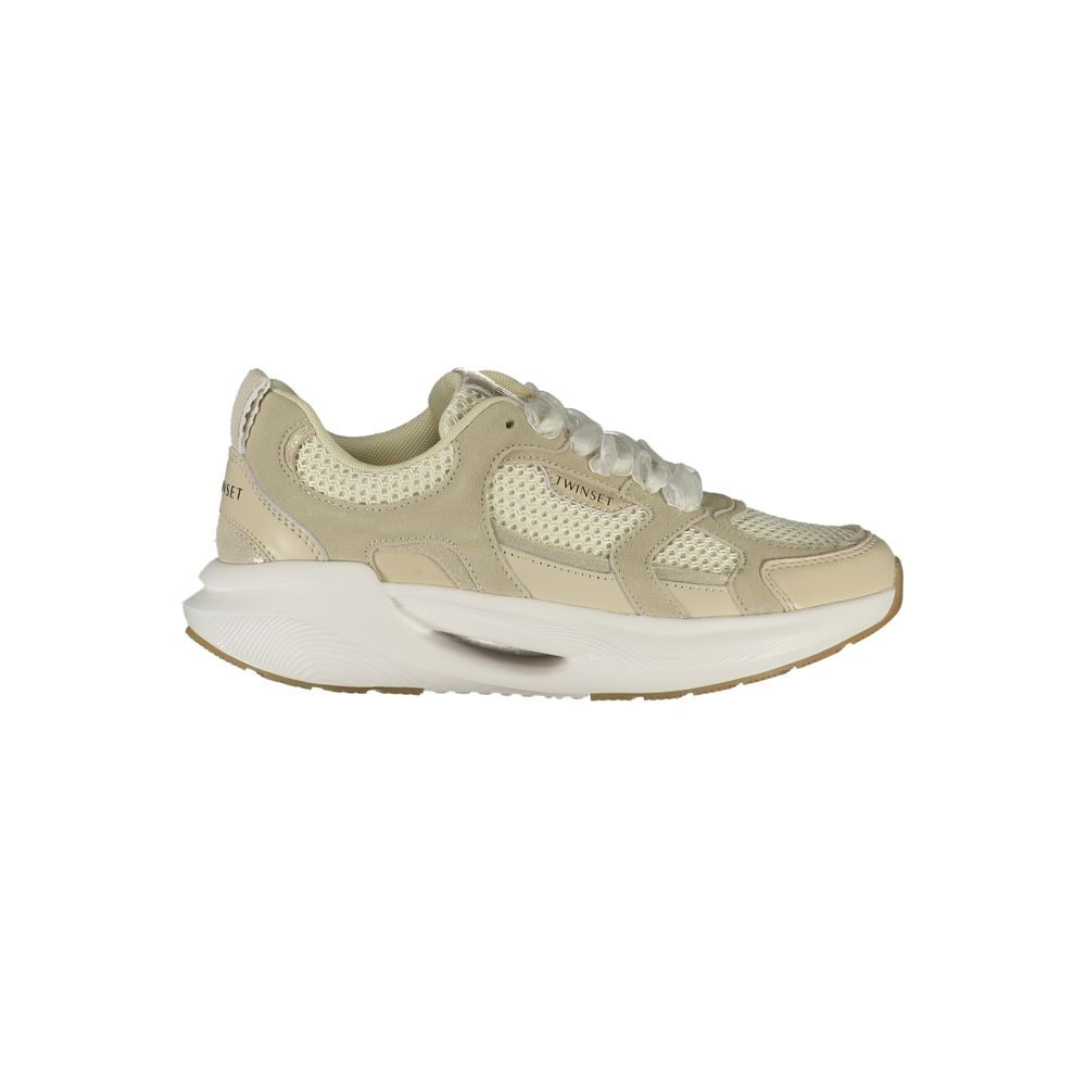 Beige Polyester Athletic Sneakers