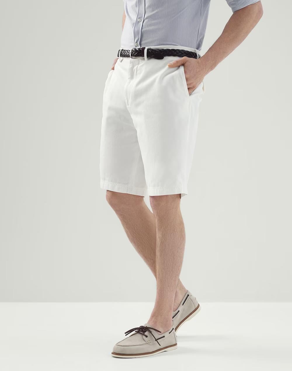 White Cotton Bermuda Shorts