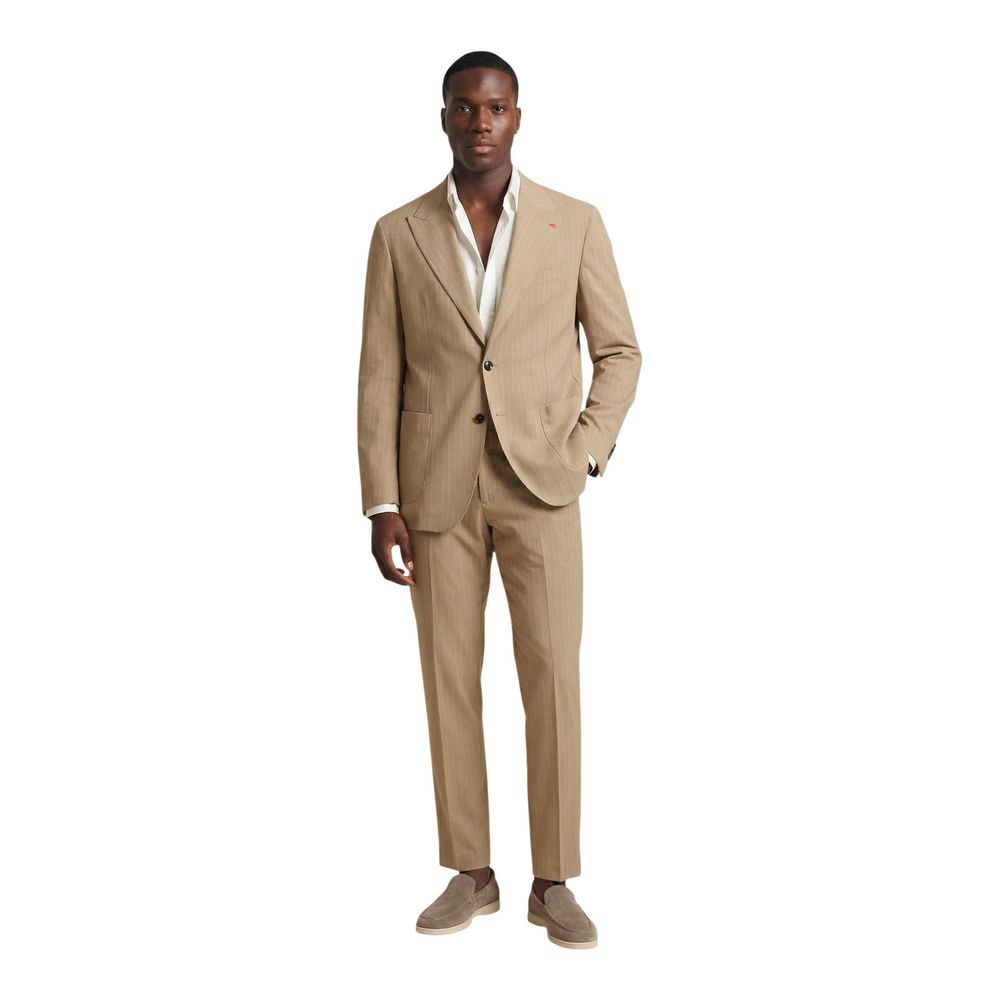Beige Polyester Two-Piece Suit