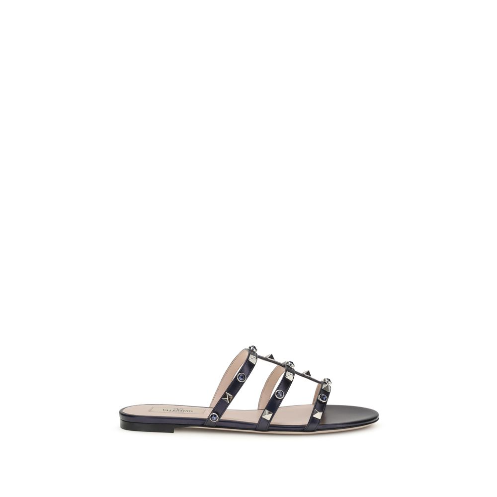 Blue Napa Leather / Calf Bos Taurus Flat Sandals