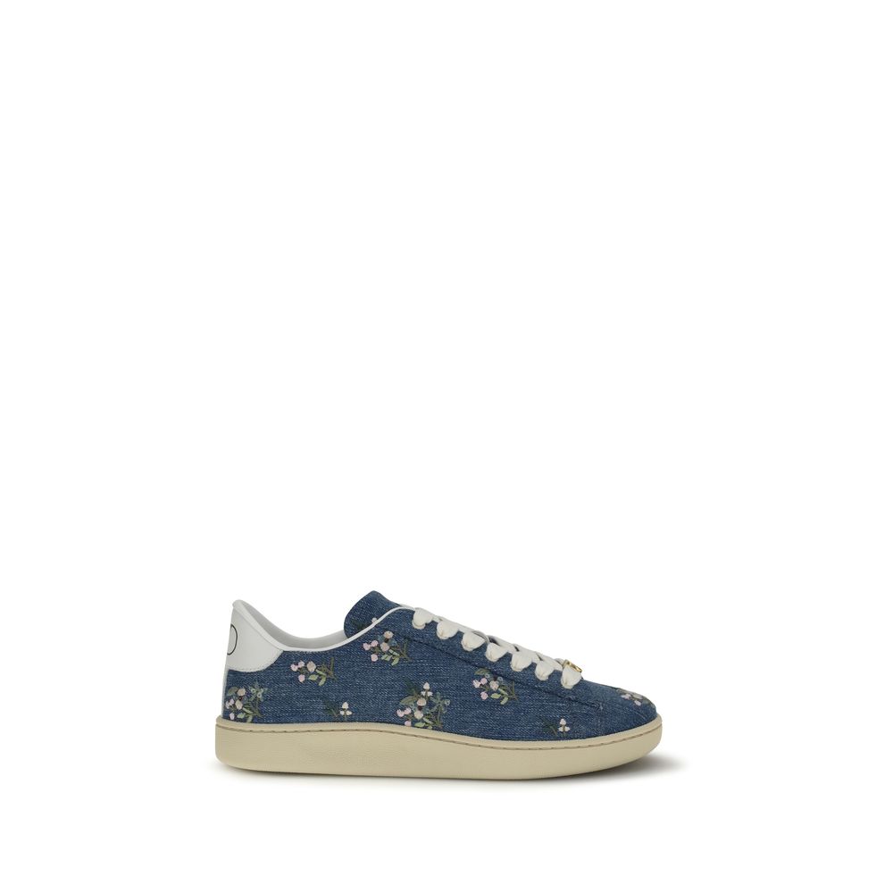 Blue Fabric Low Top Sneakers