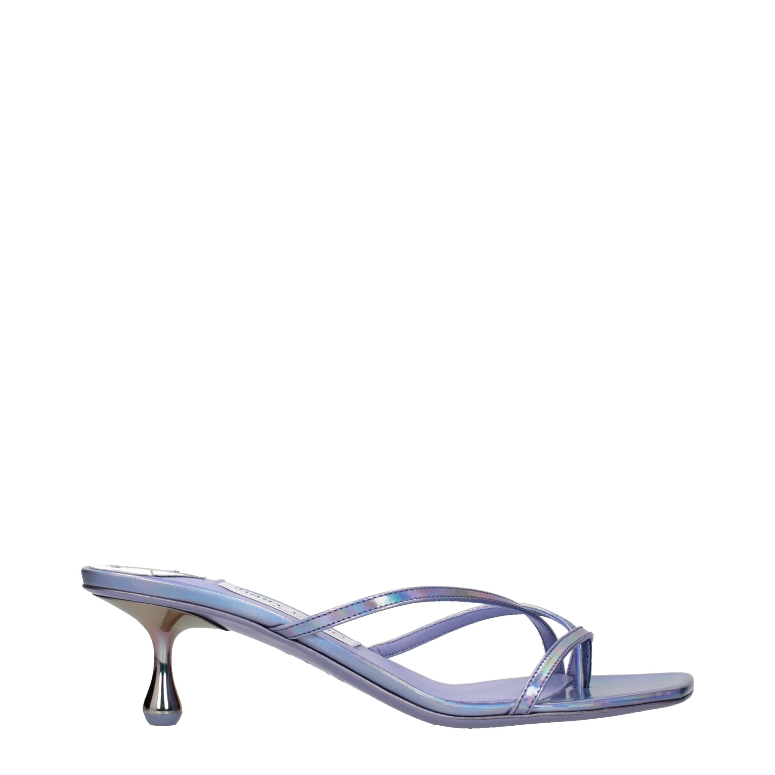 Purple Leather Flat Sandals
