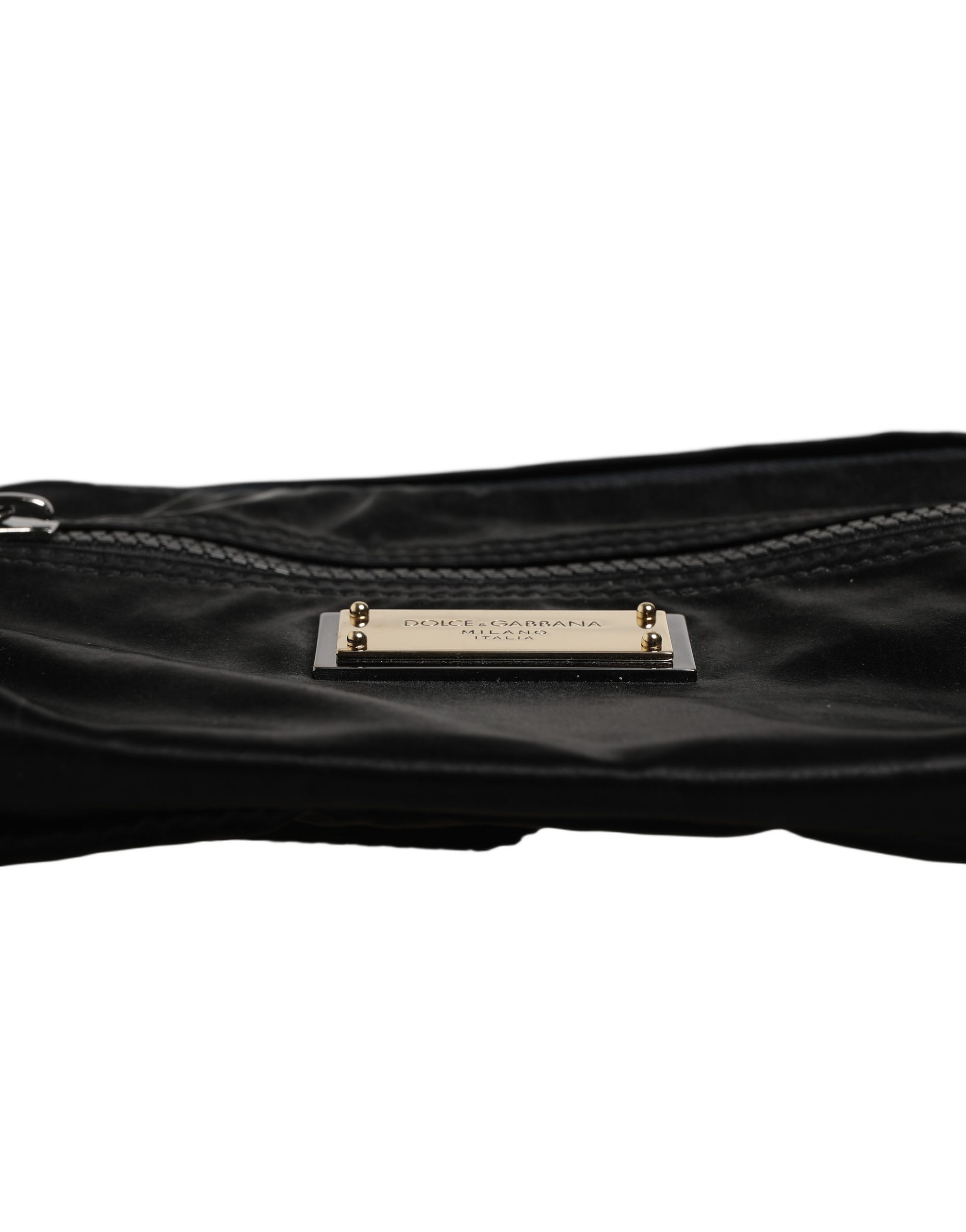 Dolce & Gabbana Black Nylon Brass Plate Bumbag Waist Fanny Pack Men Bag - Men