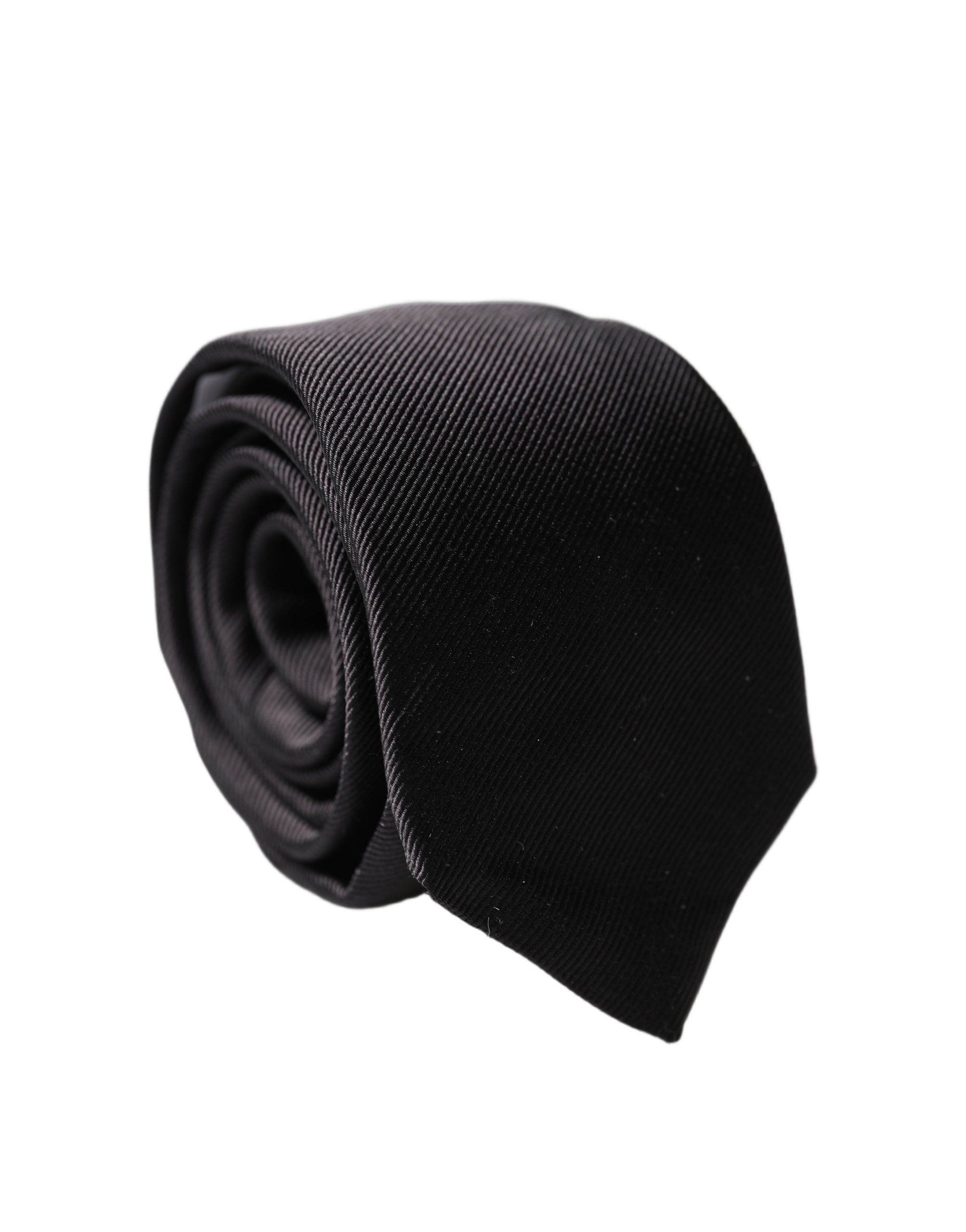 Black Solid 100% Silk Adjustable Men Tied Necktie Tie