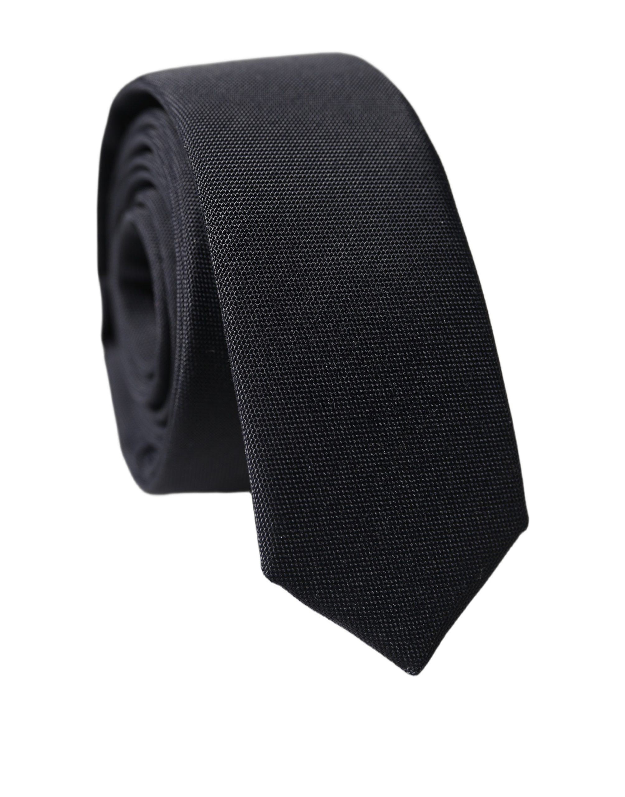 Black Solid 100% Silk Adjustable Men Tied Necktie Tie