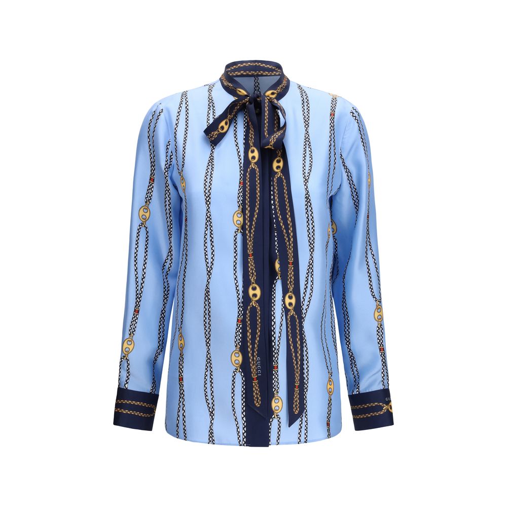 Blue Silk Pattern Shirt