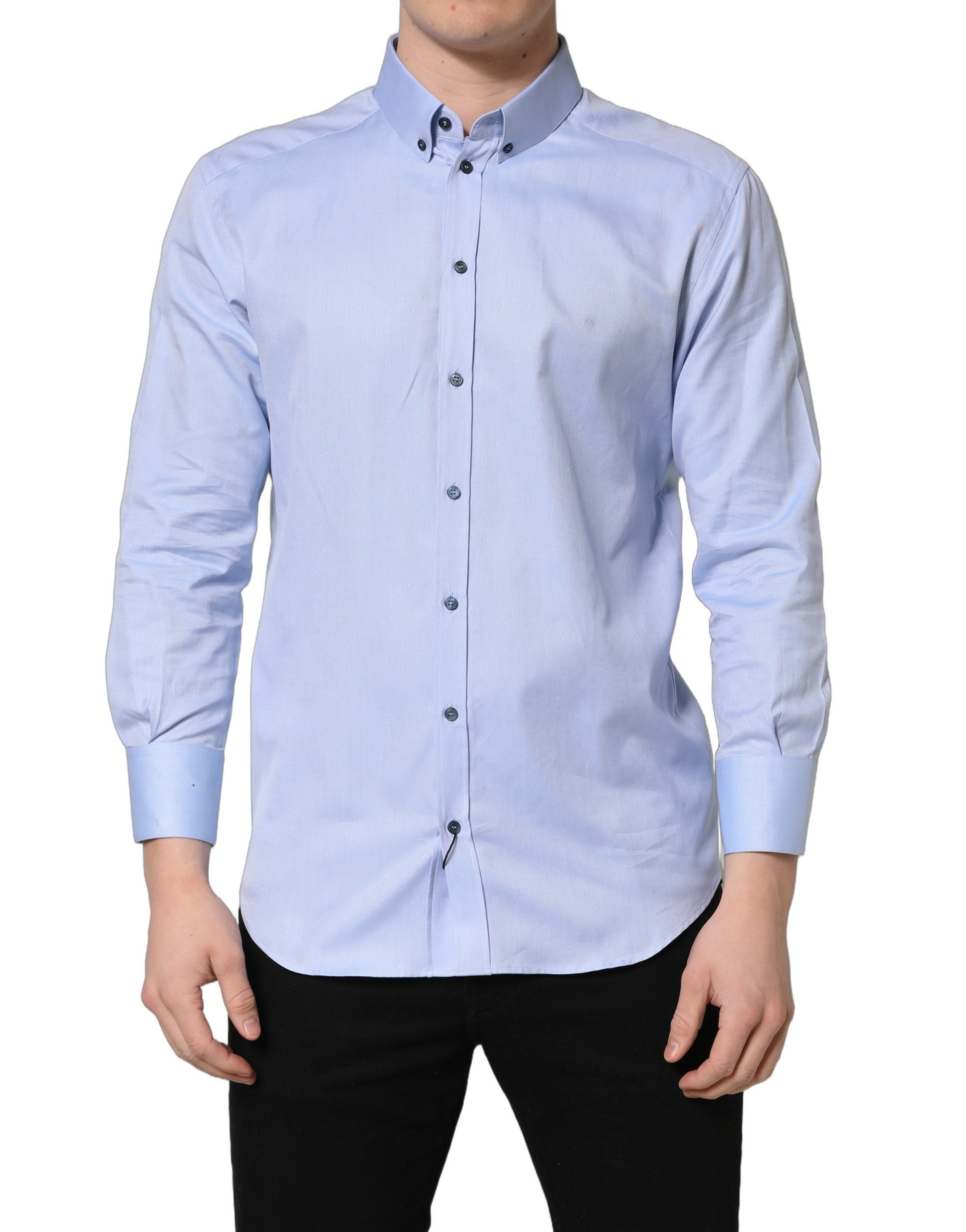 Light Blue Cotton Dress Formal Men Shirt