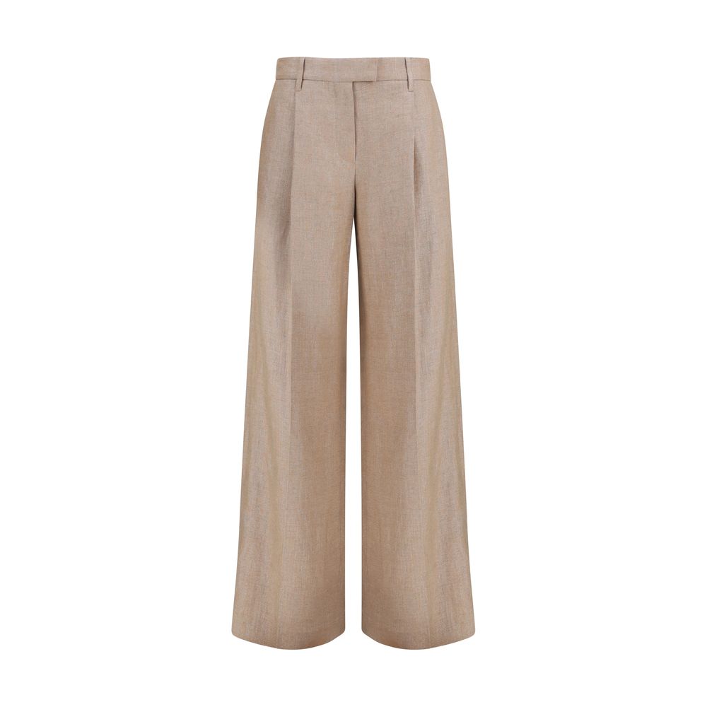 Beige Linen Casual Pants