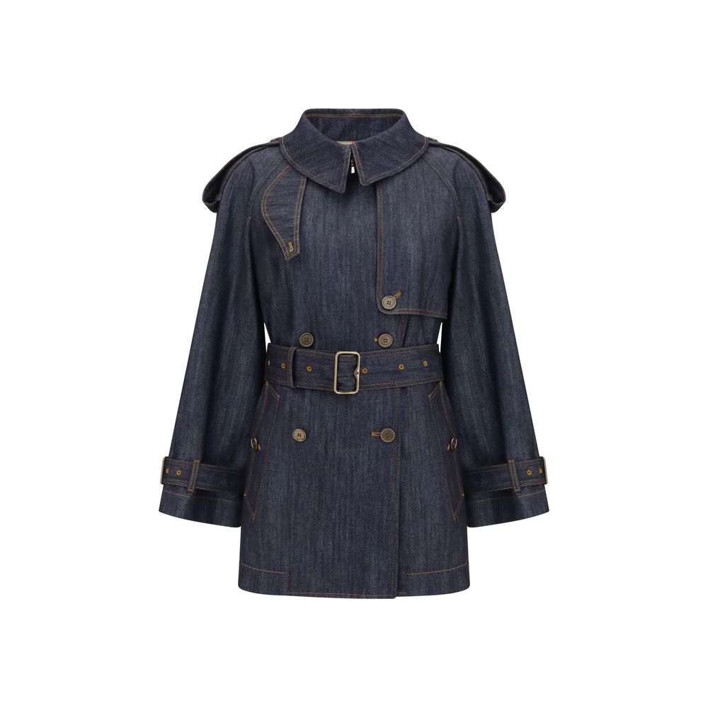Blue Cotton Trench Coat