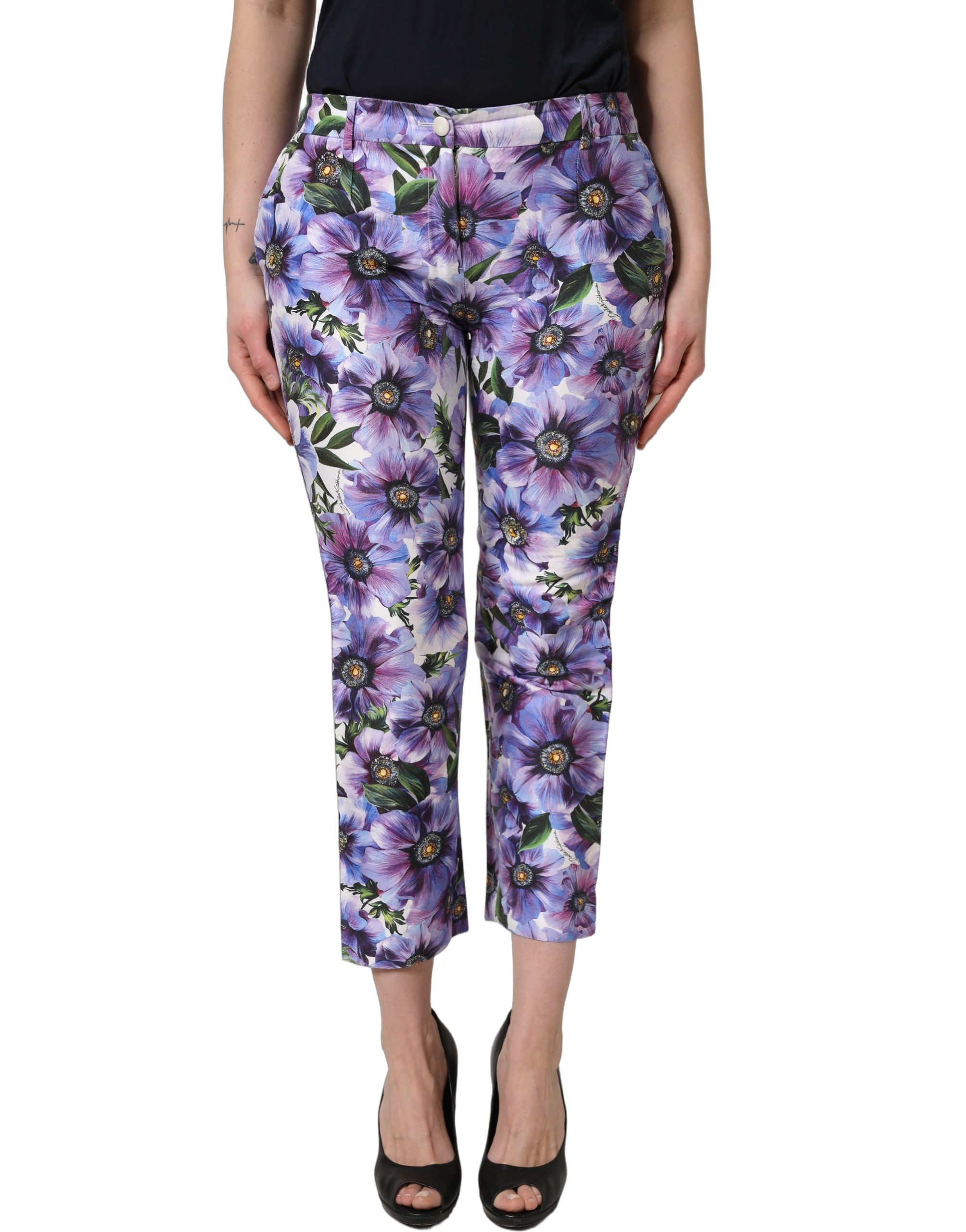Multicolor Floral Print CroppedTrouser Pants