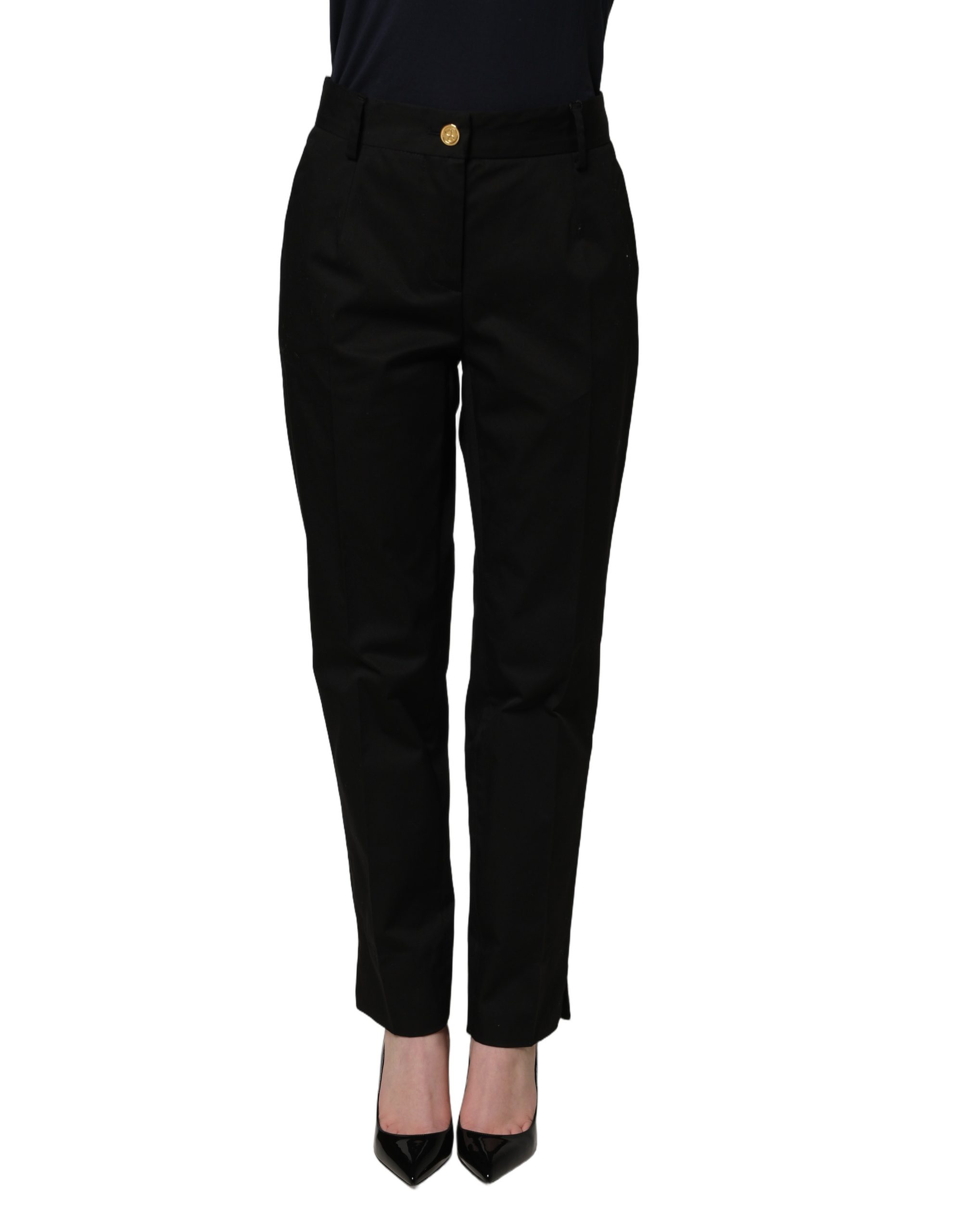 Black Tapered Leg Dress Cotton Trousers Pants
