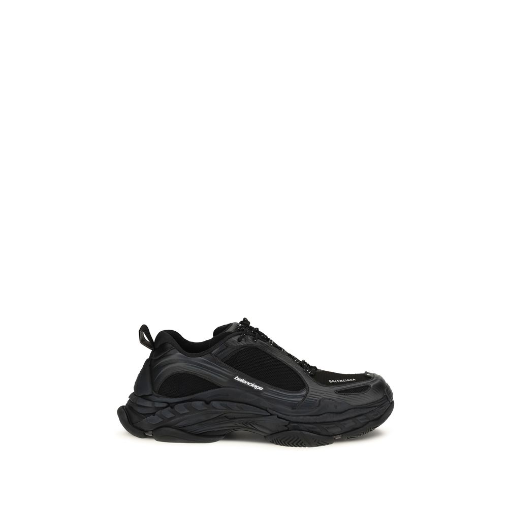 Black Polyester Athletic Sneakers