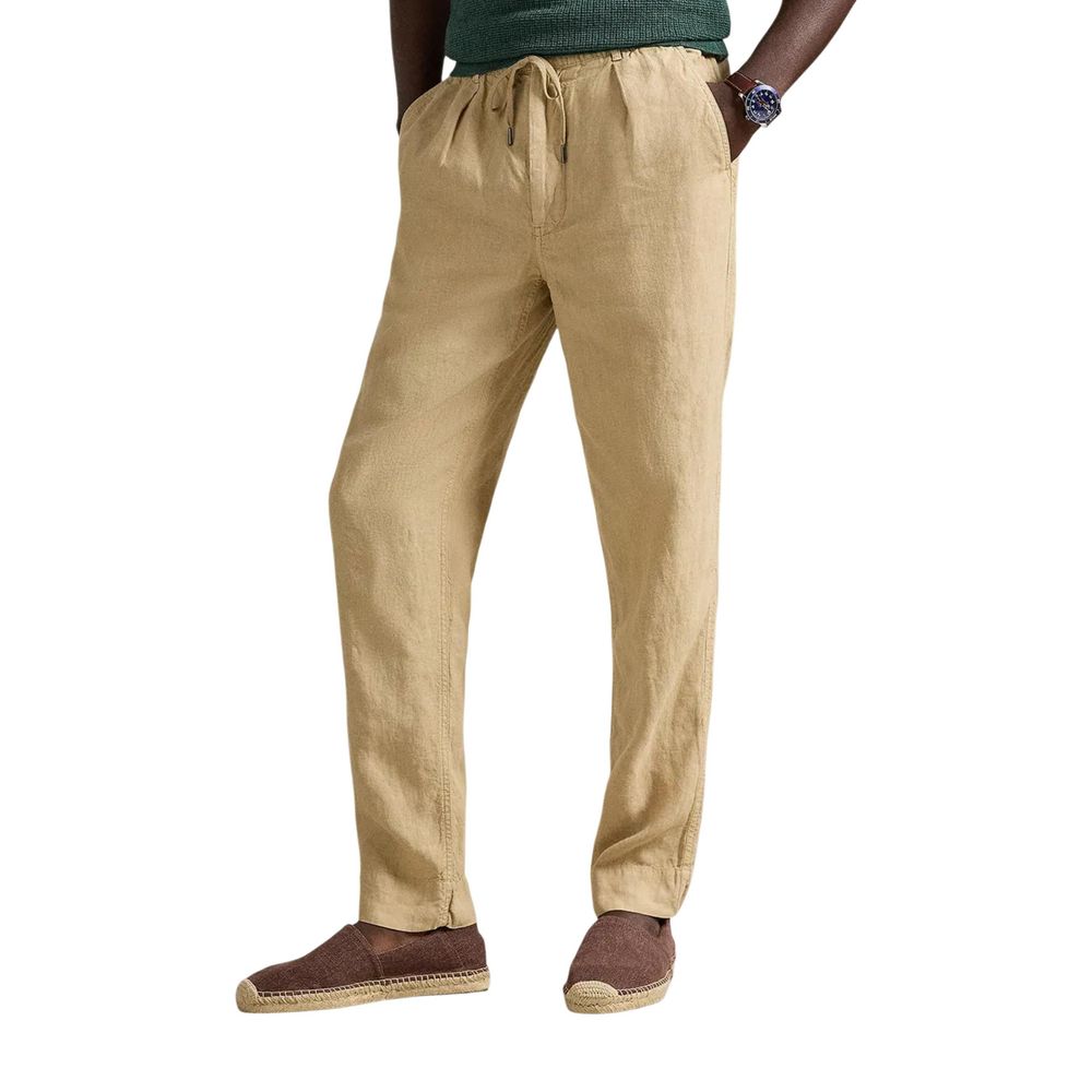 Beige Linen Casual Pants