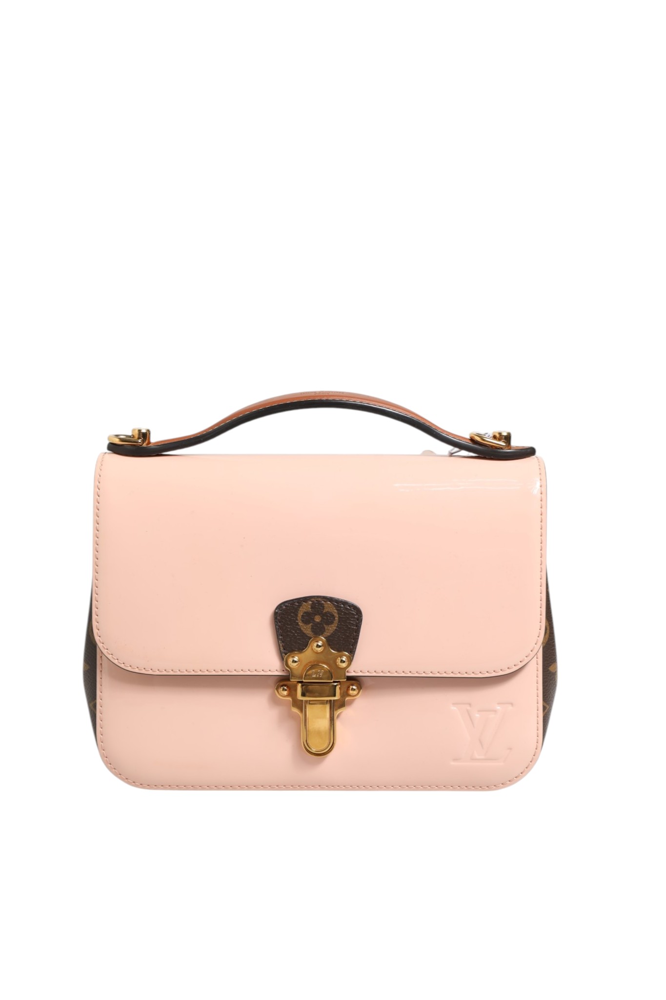 Pink Vernis and Monogram Canvas Cherrywood BB Shoulder Bag