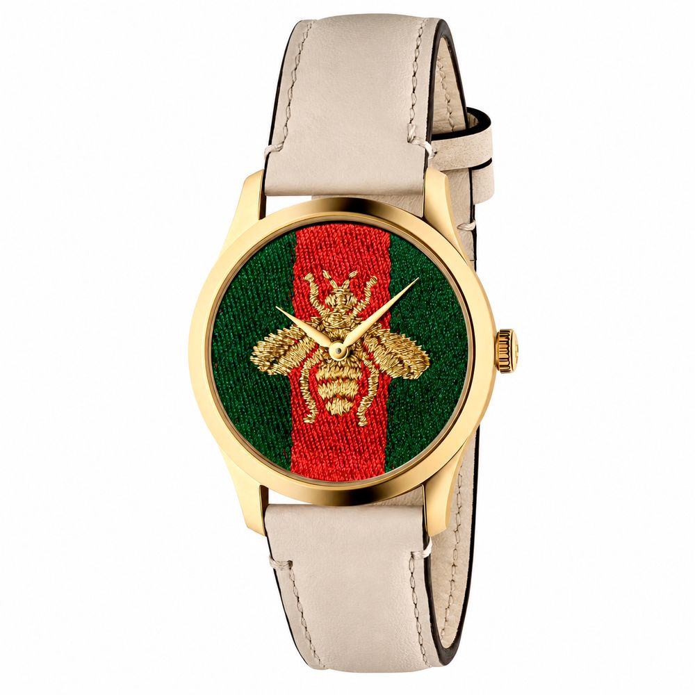 Beige Leather Dress Watch