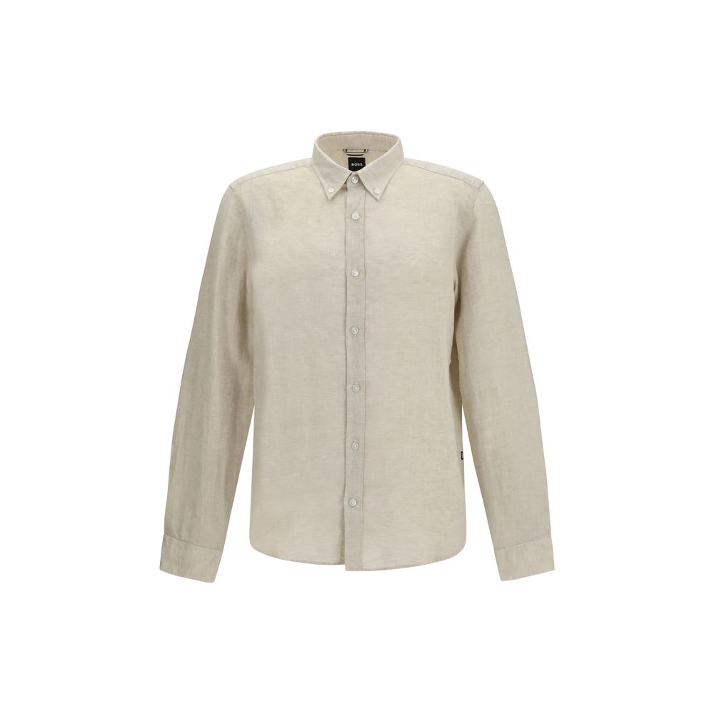 Beige Linen Dress Shirt