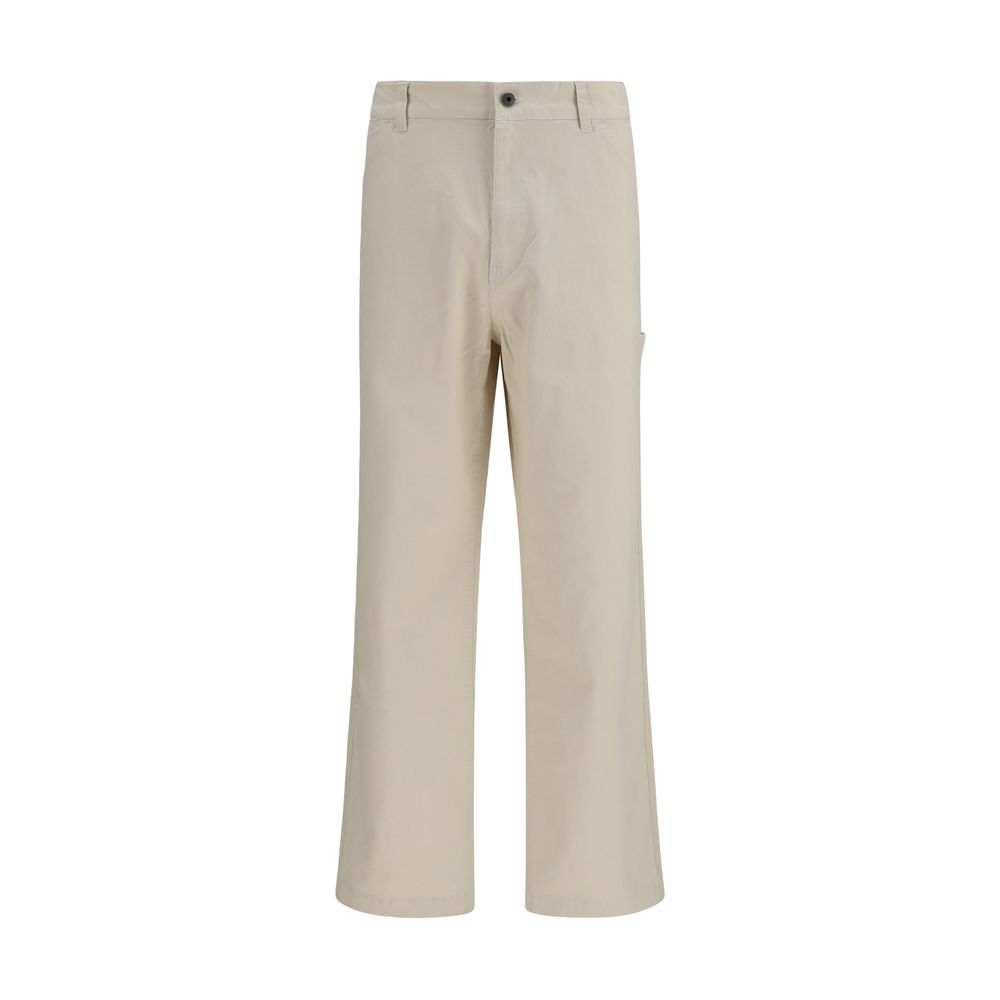 Beige Cotton Casual Pants