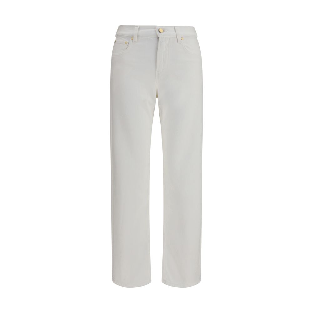 White Cotton Slim Fit Jeans