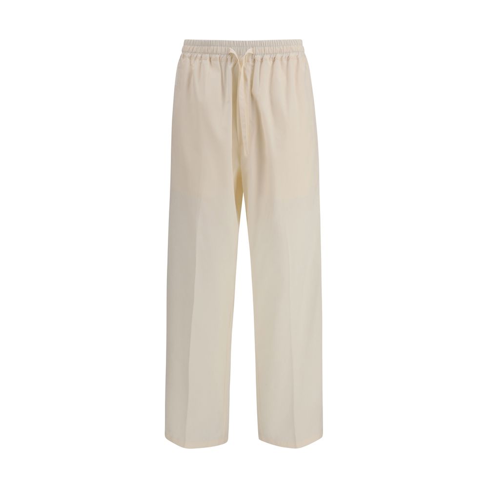 Beige Cotton Casual Pants